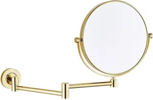 Vanity Mirror 8 inch Double Sided Wall Mount Makeup Mirror with 10X Magnification,Two-Sided 360°Swivel Extendable Cosmetic Mirror Bathroom Shaving Mirror/Gold