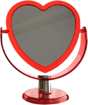 Vanity Mirror Acrylic Double Side Makeup Mirror Cute Heart Shaped Cosmetic Mirror Transparent Base Home Bedroom Desktop Make Up Mirror