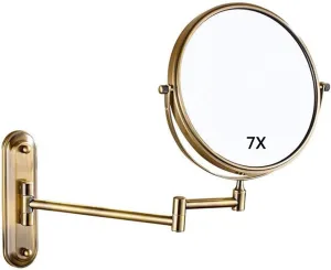 Vanity Mirror, Makeup Mirror Vanity Mirror Wall Mounted Shaving Cosmetic Mirror Extending Folding Double Sided 7X Magnification Bathroom Cosmetic Mirror