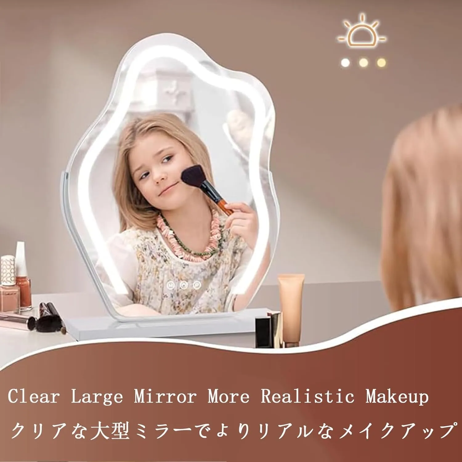 Vanity Mirror with Lights, 30×43cm LED Makeup Mirror, Lighted Makeup Mirror with Lights, Smart Touch Control Dimmable 3 Modes Light, Tabletop Cosmetic Makeup Mirror(White,30x43cm)