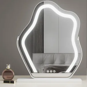 Vanity Mirror with Lights, 30×43cm LED Makeup Mirror, Lighted Makeup Mirror with Lights, Smart Touch Control Dimmable 3 Modes Light, Tabletop Cosmetic Makeup Mirror(White,30x43cm)