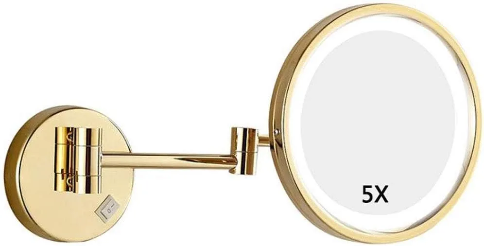 Vanity Mirror,Makeup Mirror Vanity Mirror Wall Mount Led Lighted 5X Magnifying Extendable Single Side Cosmetic Mirror for Bathroom Cosmetic Mirror/C (