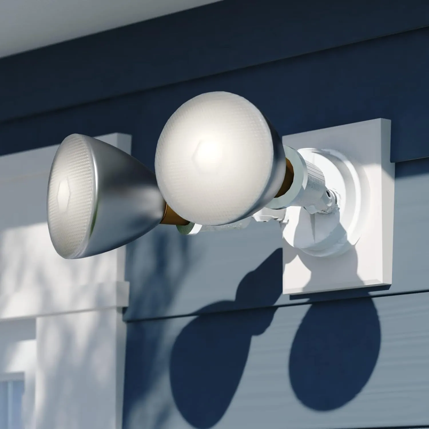 VAXCEL White 2 Light Outdoor Security Flood Light with Adjustable Heads - Switch Controlled