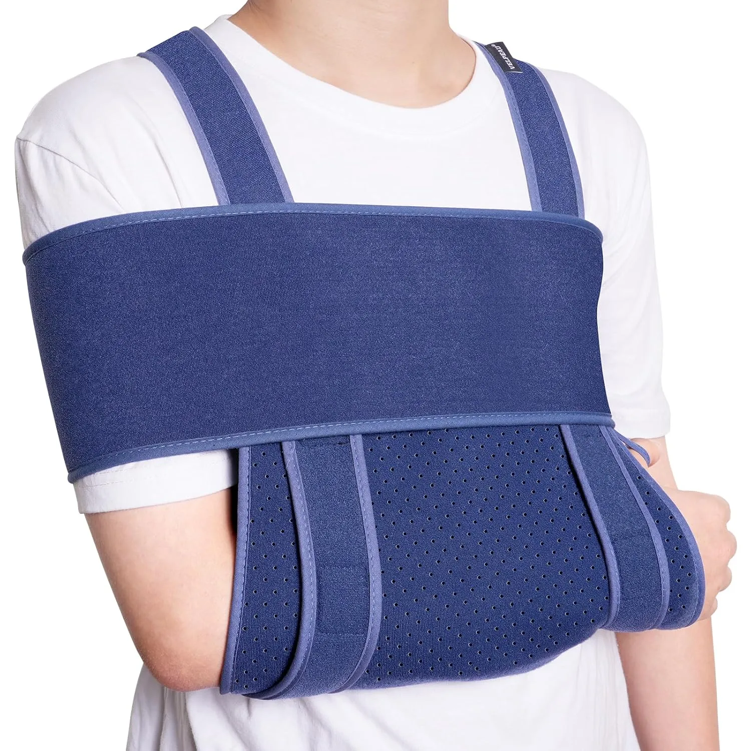 Velpeau Arm Sling for Sleep, Shoulder Immobilizer for Women & Men - Very Soft Sling for Rotator Cuff Tear, Fractured, Dislocation, Broken, Postoperative, Fits Left & Right (Blue, M: Bust 27.5-39.5″)