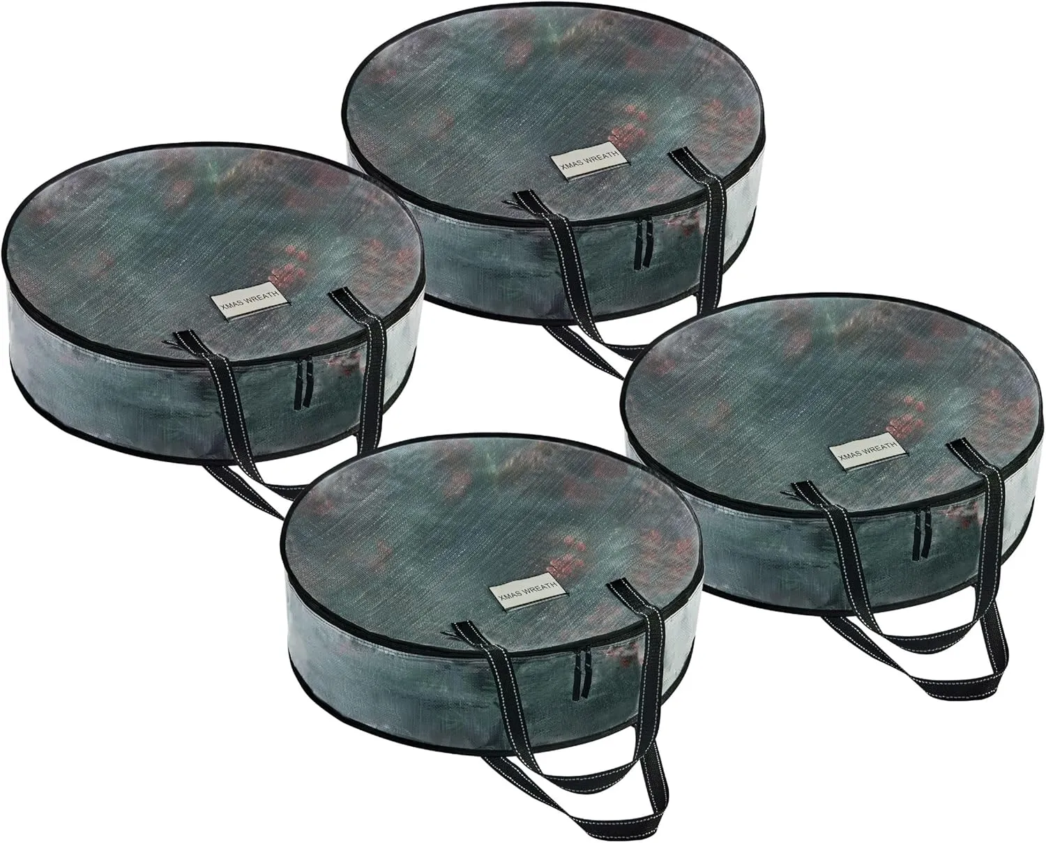 VENO 4 Pack Front Door Wreath Storage Container For Spring, Summer - 36 Inch Clear Wreath Bag, Christmas Garland Decoration Organizers with Zipper and Durable Handles (Clear, 36"-4 Pack)