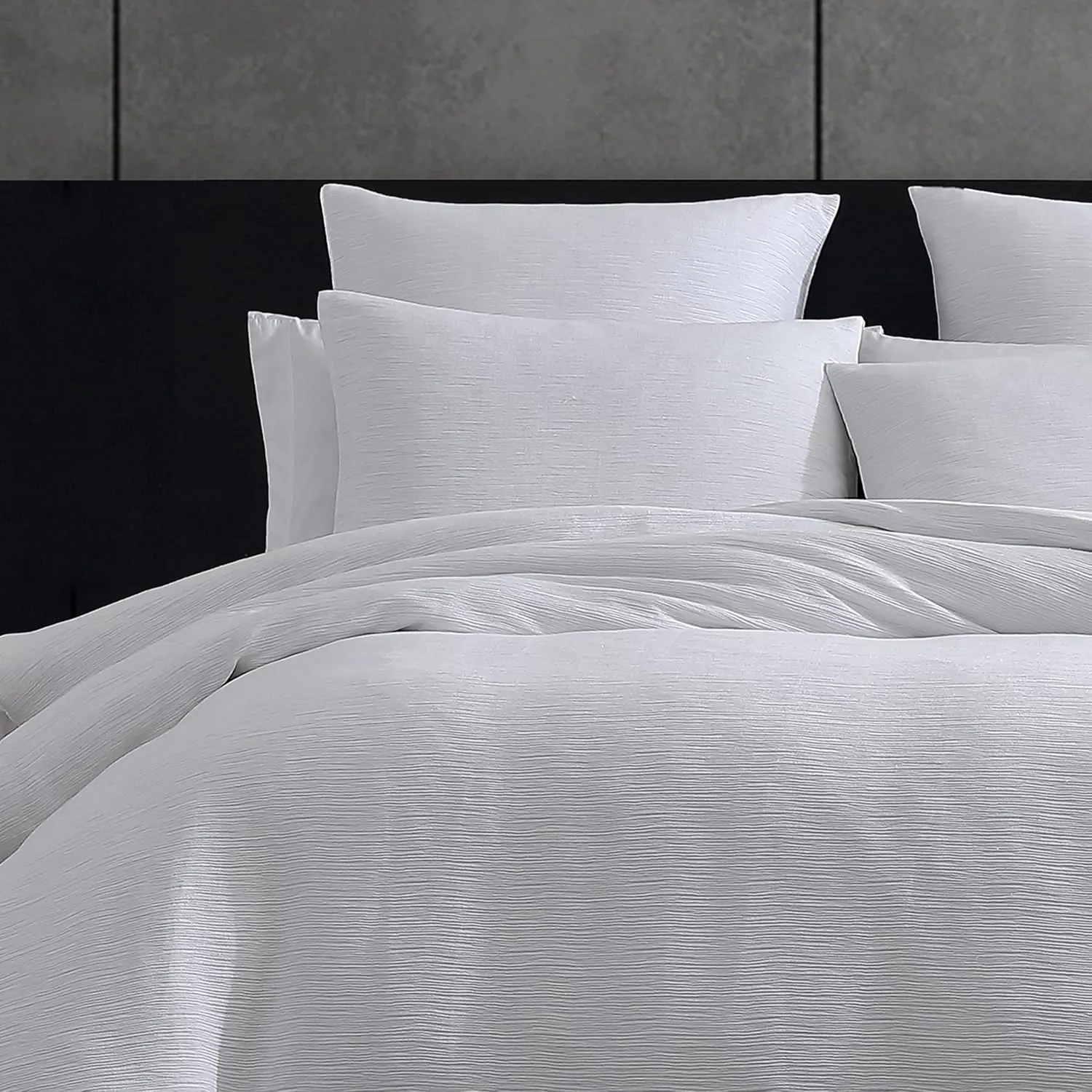 Vera Wang - Euro Sham Set, Luxury Cotton Shams with Hidden Zipper Closure, Stylish Textured Bedding Set (Textured Pleats White, 2 Piece)