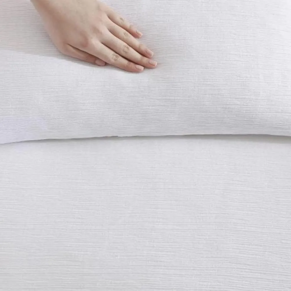 Vera Wang - Euro Sham Set, Luxury Cotton Shams with Hidden Zipper Closure, Stylish Textured Bedding Set (Textured Pleats White, 2 Piece)