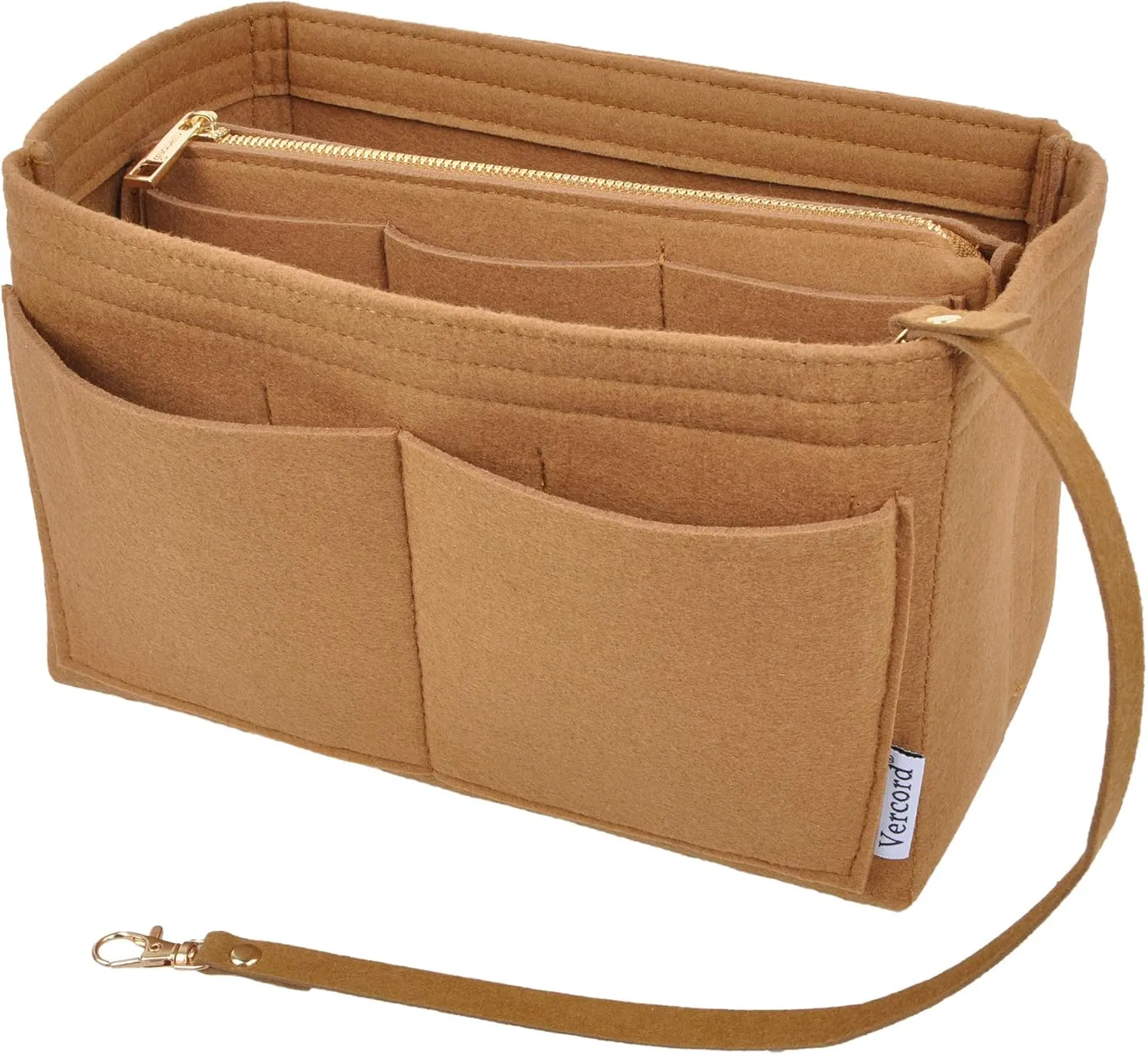 Vercord Felt Organizer Insert For Purse Handbag Tote Bag In Bag Inside Shaper Divider Neo Coffee Large