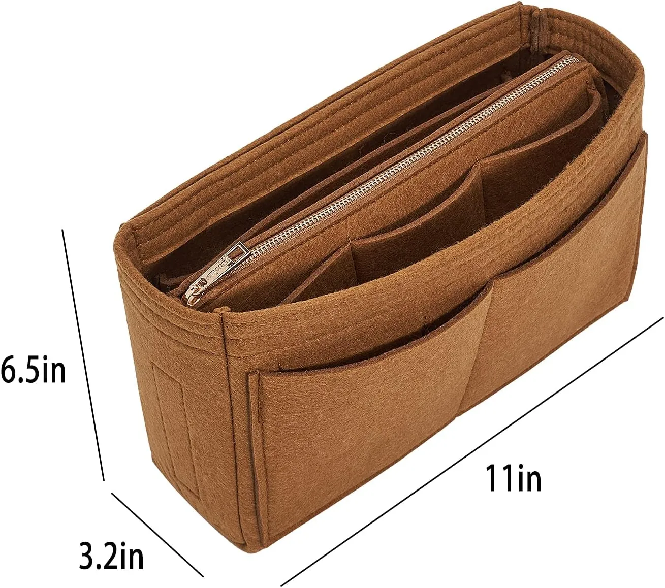 Vercord Felt Organizer Insert For Purse Handbag Tote Bag In Bag Inside Shaper Divider Neo Coffee Slender Medium