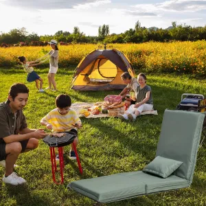 Versatile and Lightweight Foldable Portable Chair for Outdoor Travel, Fourteen-Position Adjustable Recliner, Light Green