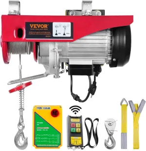 VEVOR 1320lbs Electric Hoist with Wireless Remote Control,110v Electric Hoist with Remote Control, 40ft/20ft Lifting Height & Pure Copper Motor, for Garage Warehouse Factory