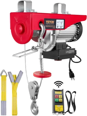 VEVOR 1320lbs Wireless Electric Hoist, 1150W 110V Electric Steel Wire Winch with Wireless Remote Control, 40ft Single Cable Lifting Height & Pure Copper Motor, for Garage Warehouse Factory