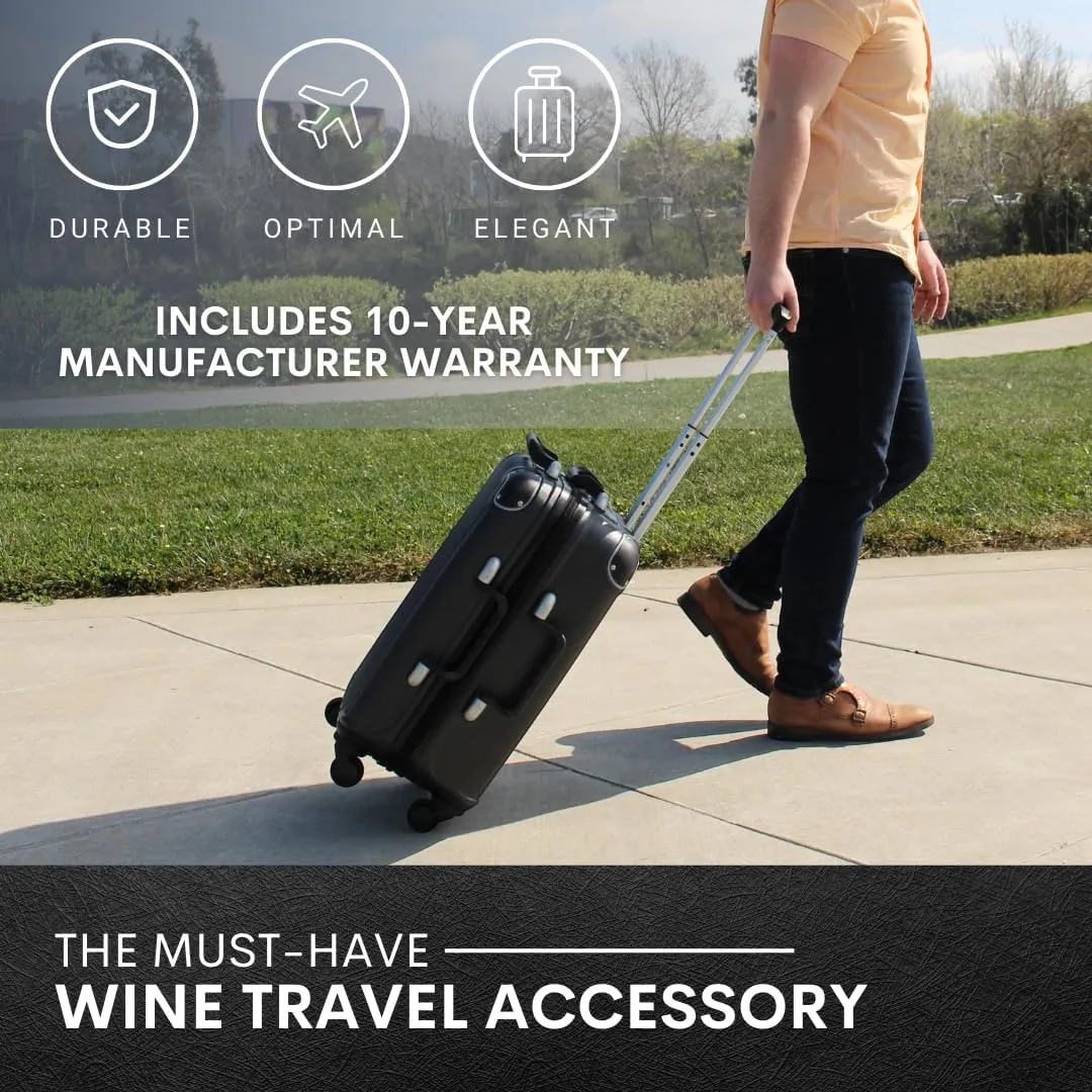 VinGardeValise® The Piccolo Wine Suitcase – 5-Bottle Travel Luggage, TSA-Approved, Durable Hard Shell, Shockproof Foam, Secure Bottle Protection for Enthusiasts & Collectors - Black