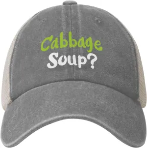 Vintage Cabbage Soup Baseball Cap for Men Women Summer Cotton Breathable Mesh Back Cap