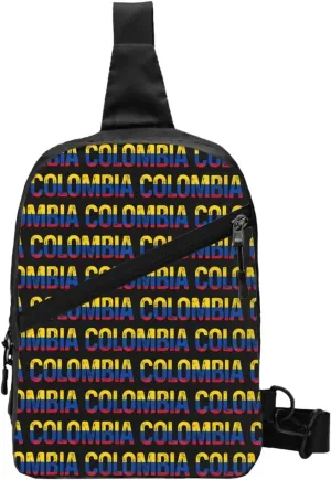 Vintage Colombia Colombian Pride Flag Packable Crossbody Bag Portable Sling Bags Foldable Travel Daypack Reusable Sports Shoulder Backpack Diagonally Chest Bag for Workout