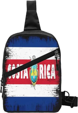 Vintage Costa Rica Flag Packable Crossbody Bag Portable Sling Bags Foldable Travel Daypack Reusable Sports Shoulder Backpack Diagonally Chest Bag for Workout