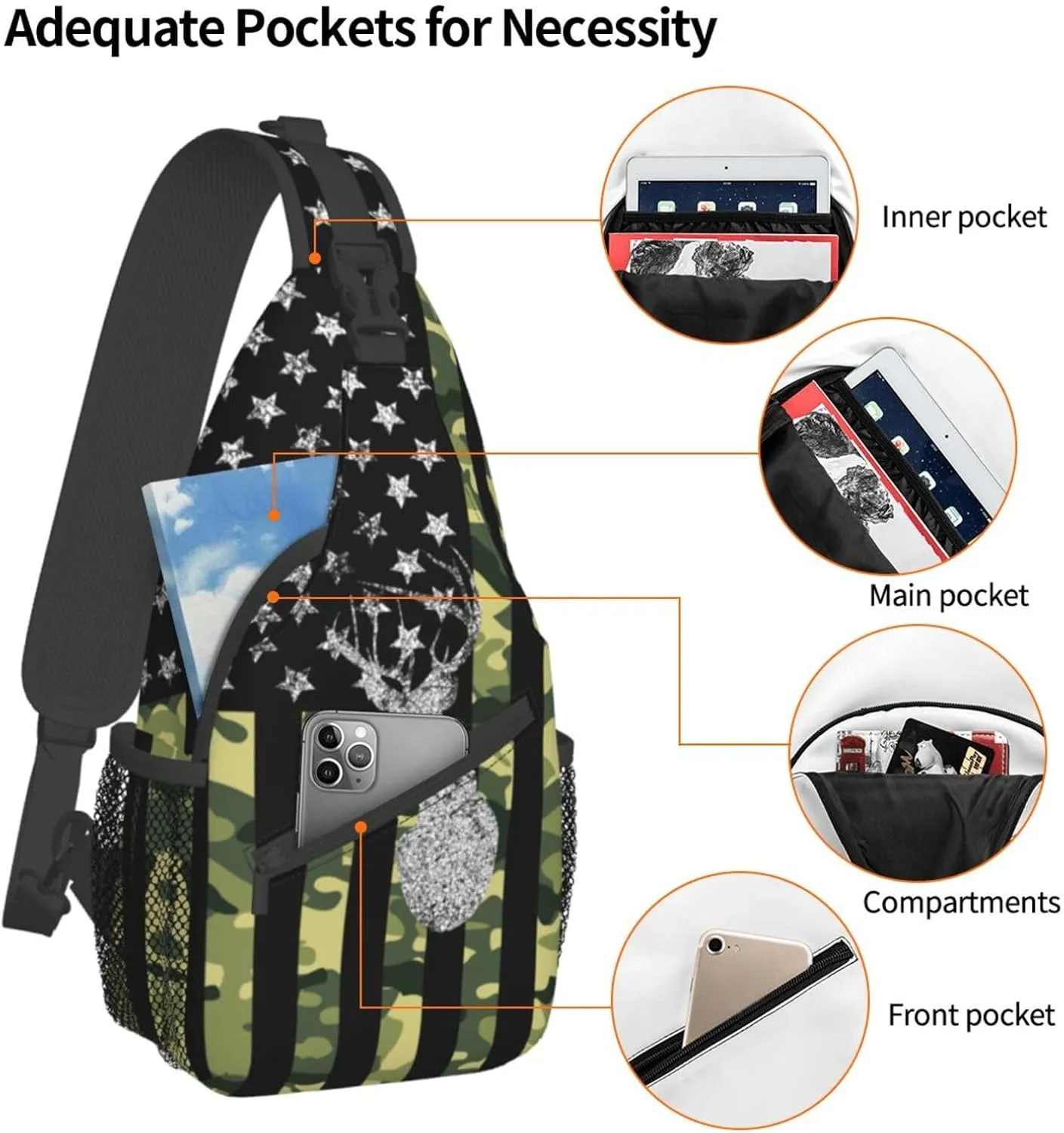 Vintage Elephant Sling Backpack Unisex Crossbody Chest Bag Shoulder Chest Bag For Women Men Hiking Travel