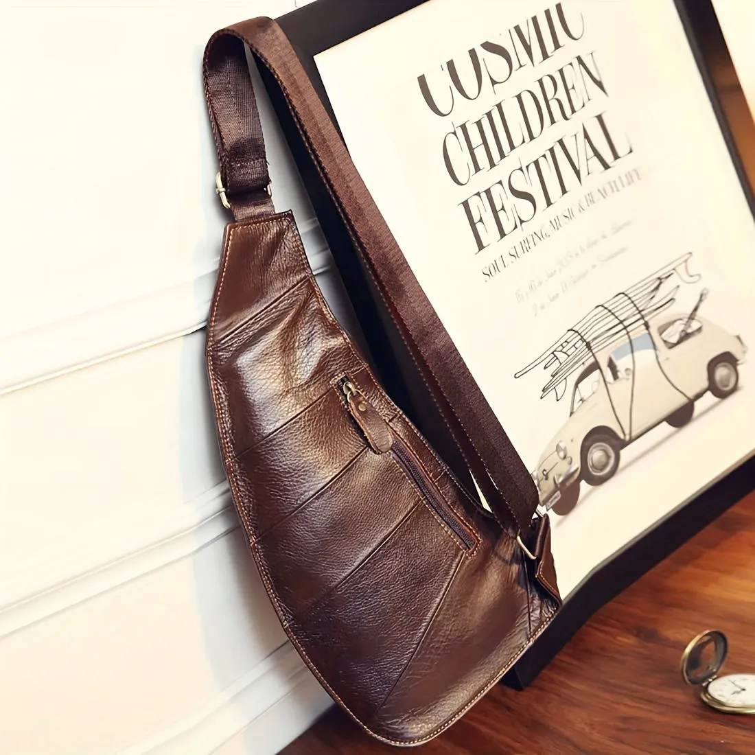 Vintage Leather Sling Backpack