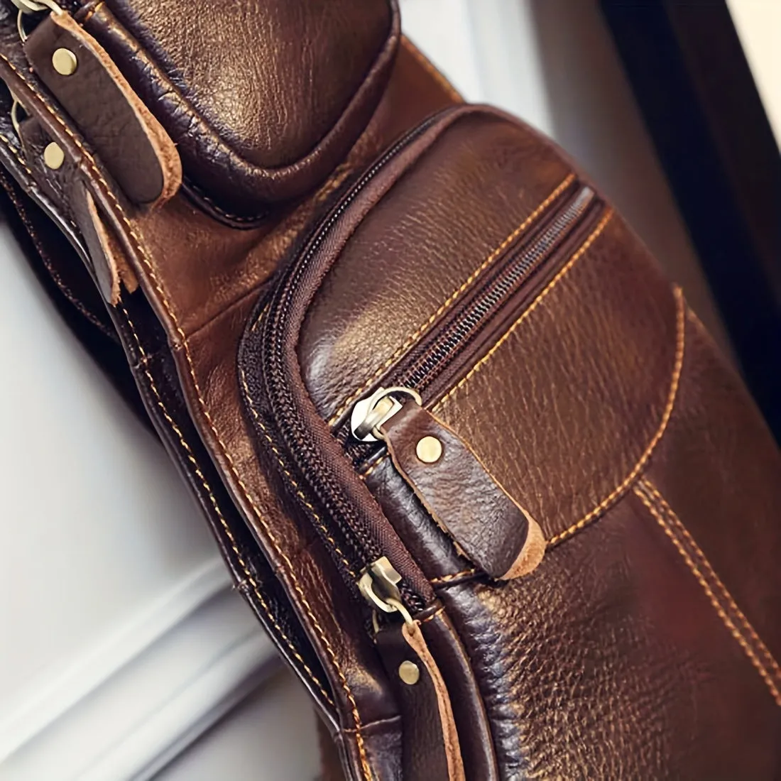 Vintage Leather Sling Backpack