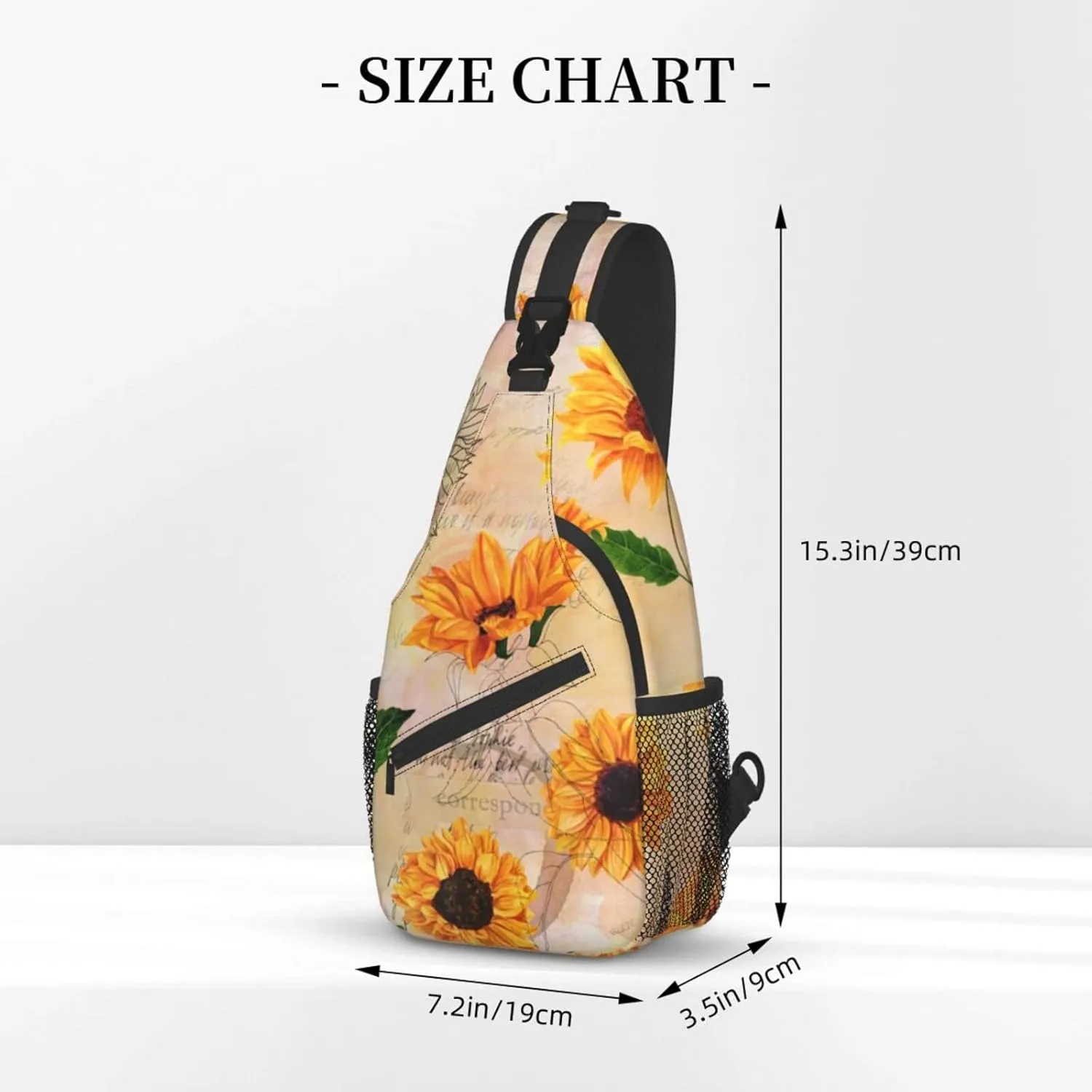 Vintage Sunflower Sling Bag Crossbody Backpack For Women Men Hiking Travel Over The Shoulder Bag Pouch Small Daypack Casual One Strap Pack Lightweight Cross Chest Bag Purse Outdoor Cycling