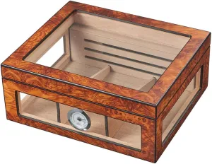 Visol Lorenzo See-Thru Glasstop Humidor - Holds up to 75 Cigars
