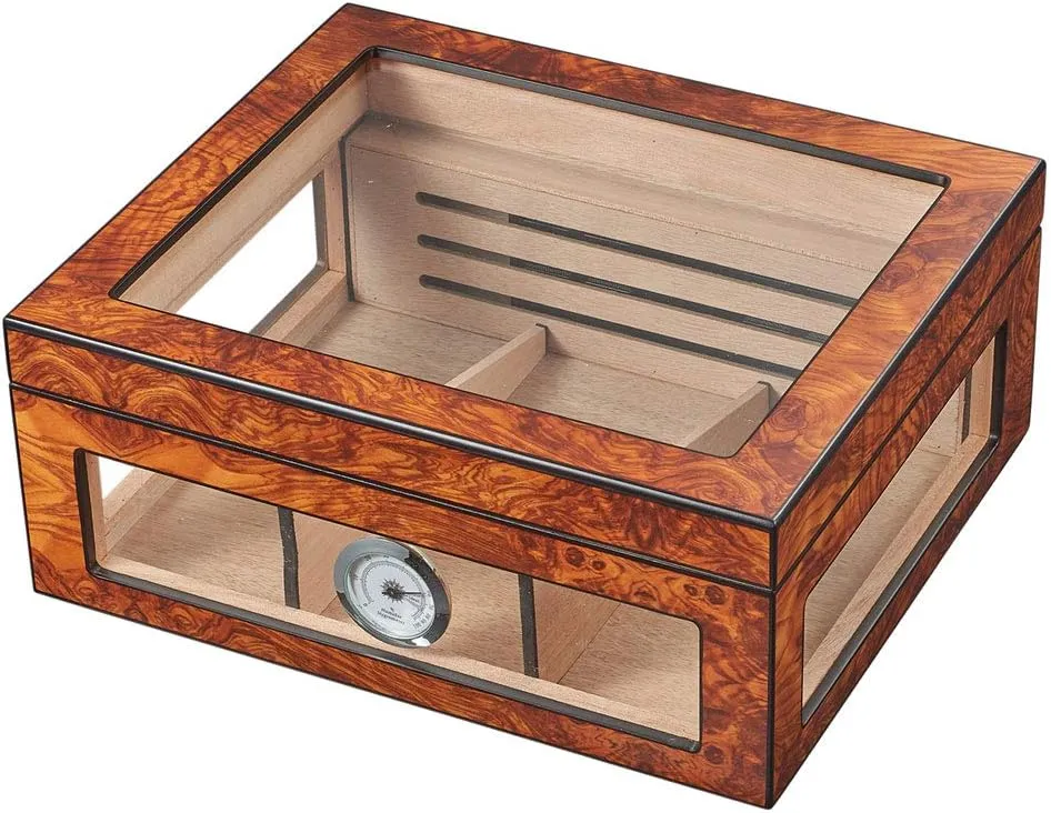 Visol Lorenzo See-Thru Glasstop Humidor - Holds up to 75 Cigars