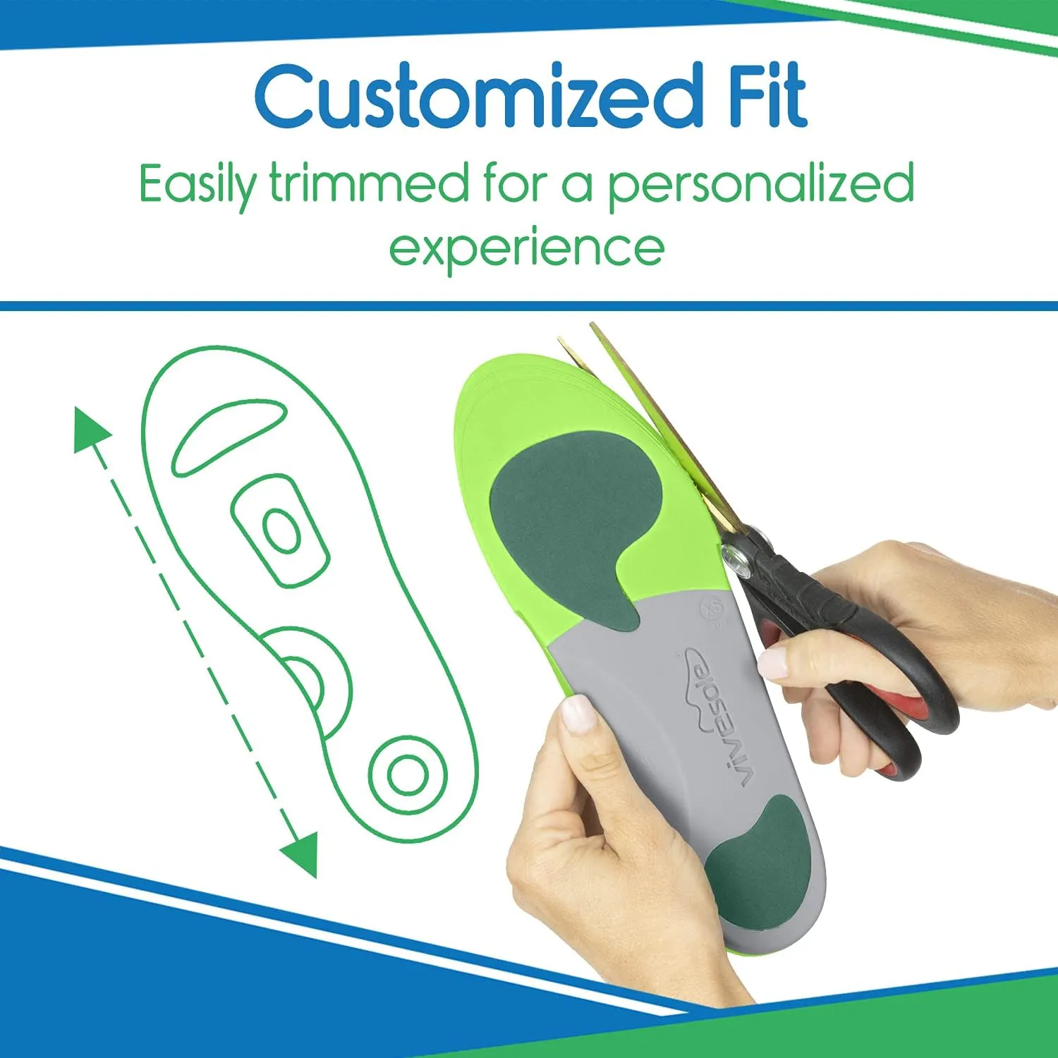 ViveSole Arch Support Insoles for Men & Women - Orthotic Inserts for Plantar Fasciitis, High Arches, Flat Feet - Shoe Inserts for Comfort and Relief, Back, Fascia, Foot and Heel Pain - Full Length
