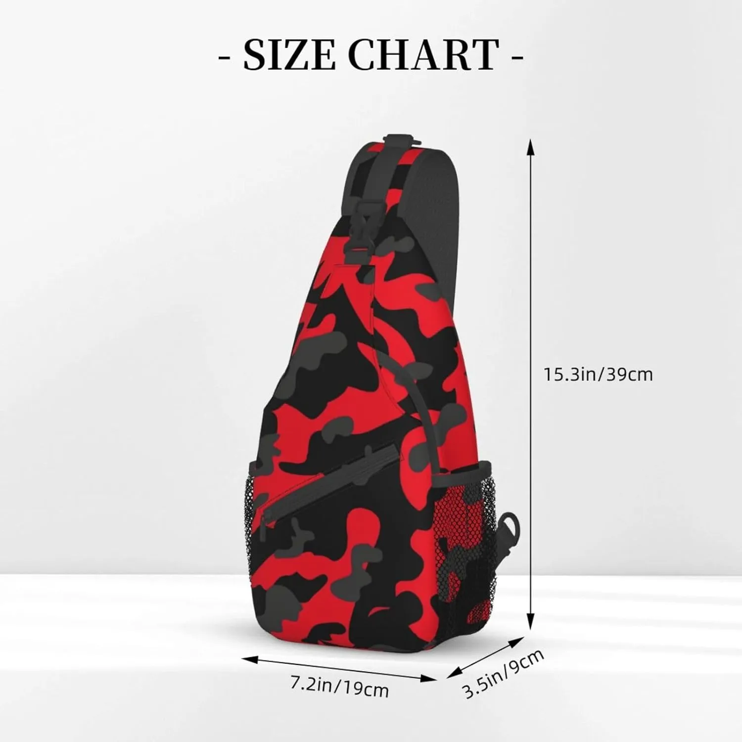 VOOHDDY Red And Black Camo Camouflage Sling Bag For Women Men Travel Hiking Backpack Crossbody Shoulder Chest Bags Casual Daypack Sport