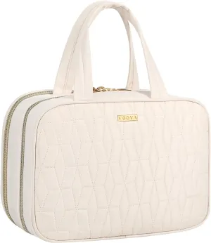 Voova Hanging Travel Toiletry Bag for Women Men, Waterproof Makeup Cosmetic Organizer Holder for Toiletries Accessories, Traveling Essentials,Shampoo,Full-Sized Container, Brushes Kit Set, Beige