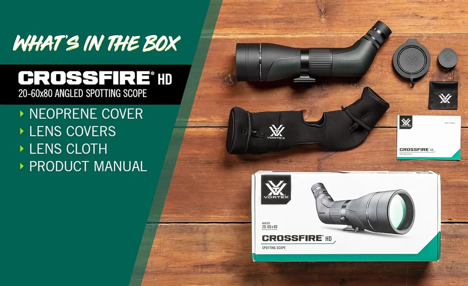 Vortex Optics Crossfire HD Spotting Scopes - HD Optical System, Wide Field of View, Helical Focus, Tripod Adaptable, Rubber Armor, Waterproof, Fogproof, Shockproof - Unlimited, Unconditional Warranty