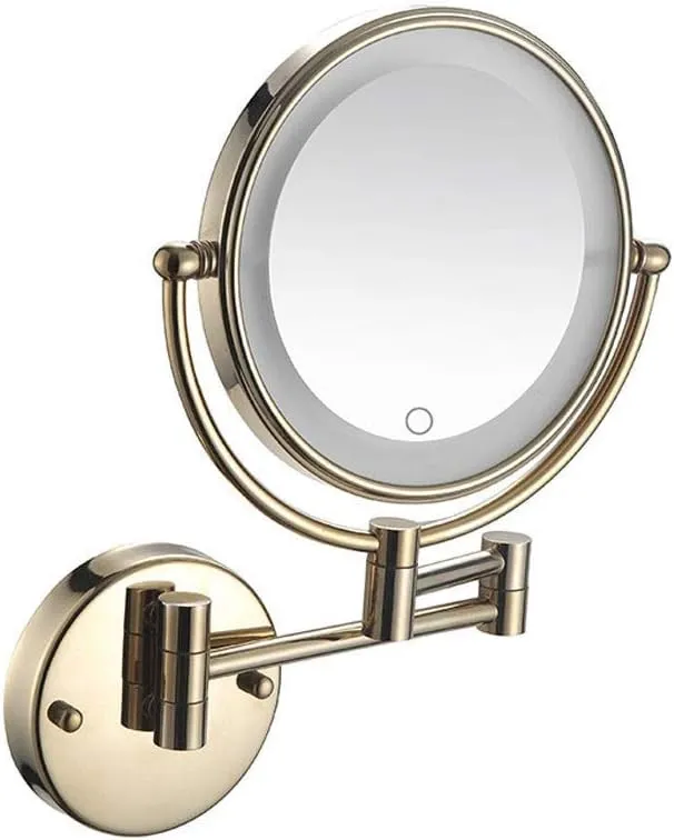 Wall Mount Led Lighted Makeup Mirror 3X Magnifying Cosmetic Mirror Touch Screen 360° Swivel Extendable Two Sided Vanity Mirror for Bathroom 8 inch UK Plug