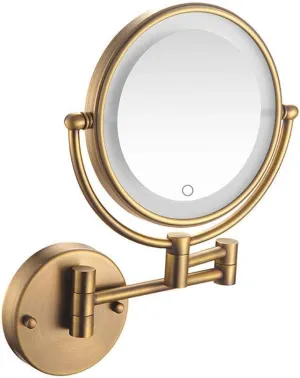Wall Mount Led Lighted Makeup Mirror 3X Magnifying Cosmetic Mirror Touch Screen 360° Swivel Extendable Two Sided Vanity Mirror for Bathroom 8 inch UK Plug/Black Bronze (Archa, Archaize
