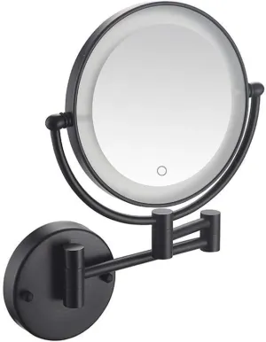 Wall Mount Led Lighted Makeup Mirror 3X Magnifying Cosmetic Mirror Touch Screen 360&Deg; Swivel Extendable Two Sided Vanity Mirror for Bathroom 8 Inch UK Plug (Color : Black Bronze)