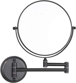 Wall Mounted Makeup Mirror, 1X＆3X/5X/7X/10X Magnification Vanity Mirrors, 8 Inch Double Sided Folding Swivel Cosmetic Shaving Mirrors,Black,5X (Color : Nero, Size : 5X)