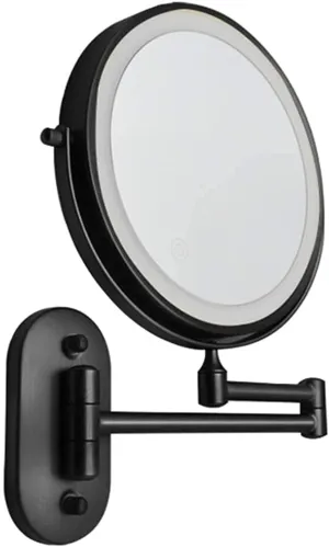 Wall Mounted Makeup Mirror with 3 Color Modes Double Sided Magnifying Led Mirror Bathroom Mirror 360&Deg;Swivel and Extendable USB Supply Shaving Mirror/Silver / 5X (Color : Black, Size : 3X (Color