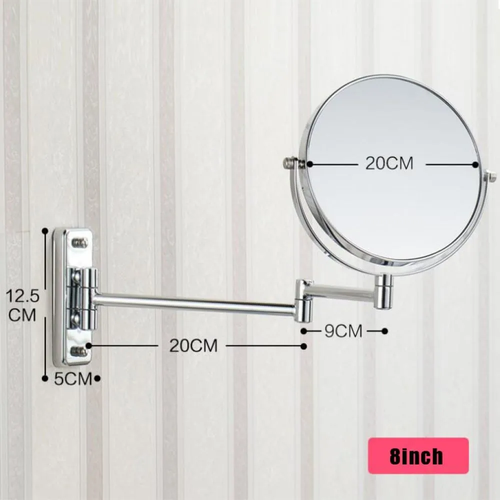 Wall-mounted Shave Mirror Cosmetic Mirror Folding Hd Mirror Mirror Two-sided Mirror Bathroom Cosmetic Mirror 360 Degrees Rotatable,8inch