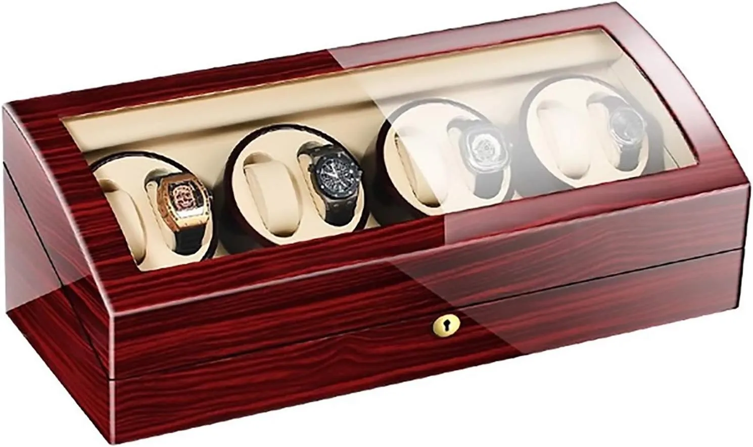 Watch Winders - 8 9 Automatic Mechanical Watch Winder Transparent Cover Motor Shaker Watch Holder Display Jewelry Luxury Large Capacity Organizers Watch Box (B)