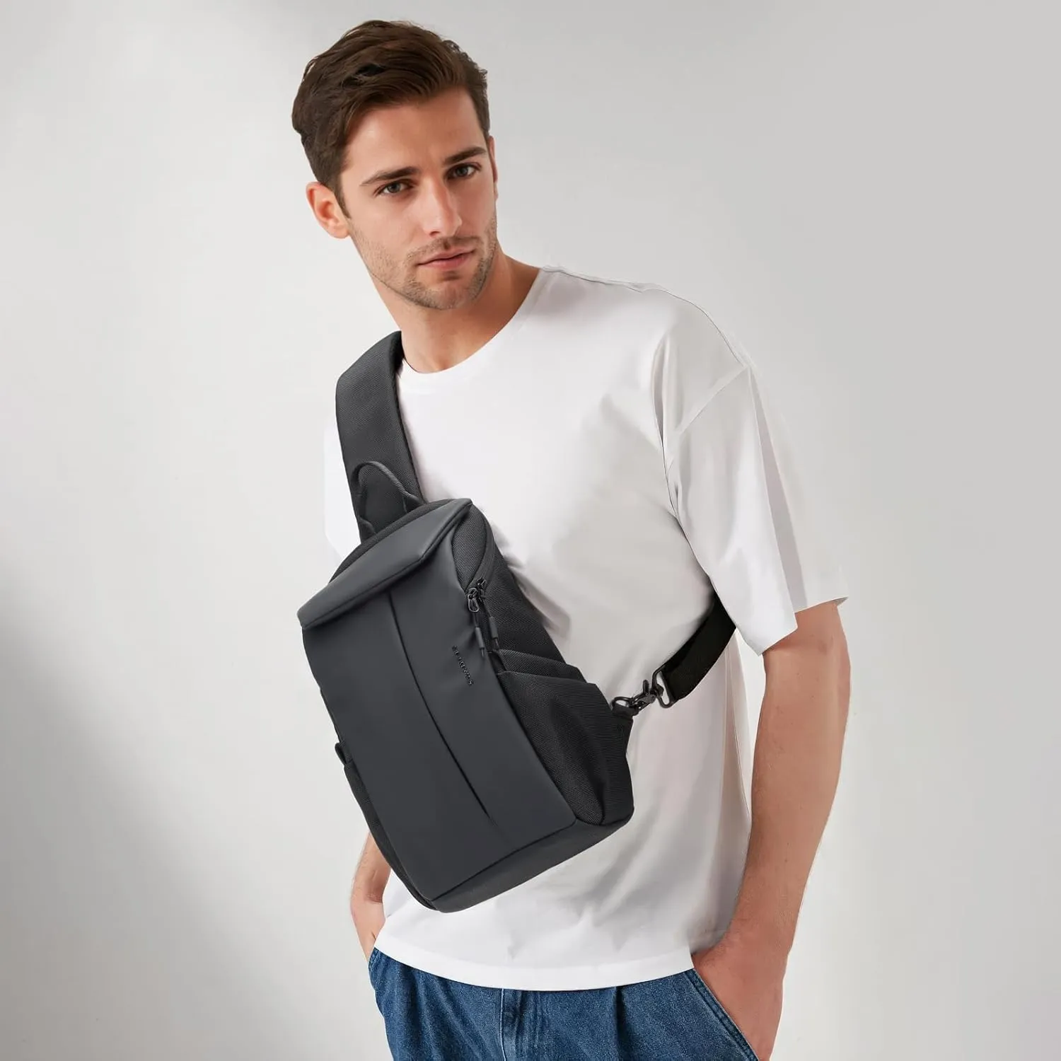 Waterproof Crossbody Bag，Chest Bag for Mens Sling Backpack Large Travel Shoulder Bag with Chest Phone Holder