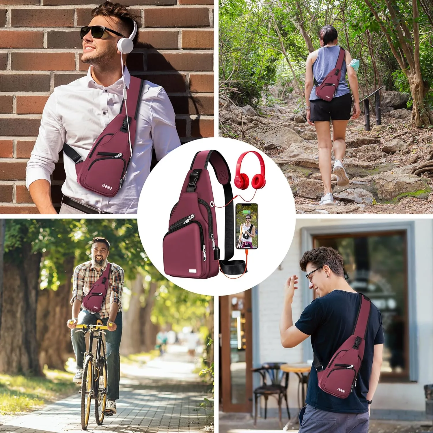 Waterproof Sling Bag Crossbody Backpack for Men Women Sling Backpack Hiking Daypack Multipurpose Cross Body Chest Bag