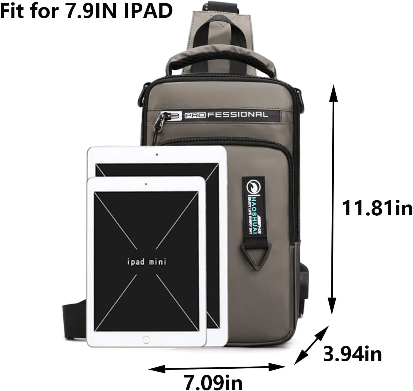 Waterproof Sling Bag for Men and Women,Chest Bag Shoulder Backpack Crossbody Backpack Hiking Daypack Travel Backpack(Khaki)