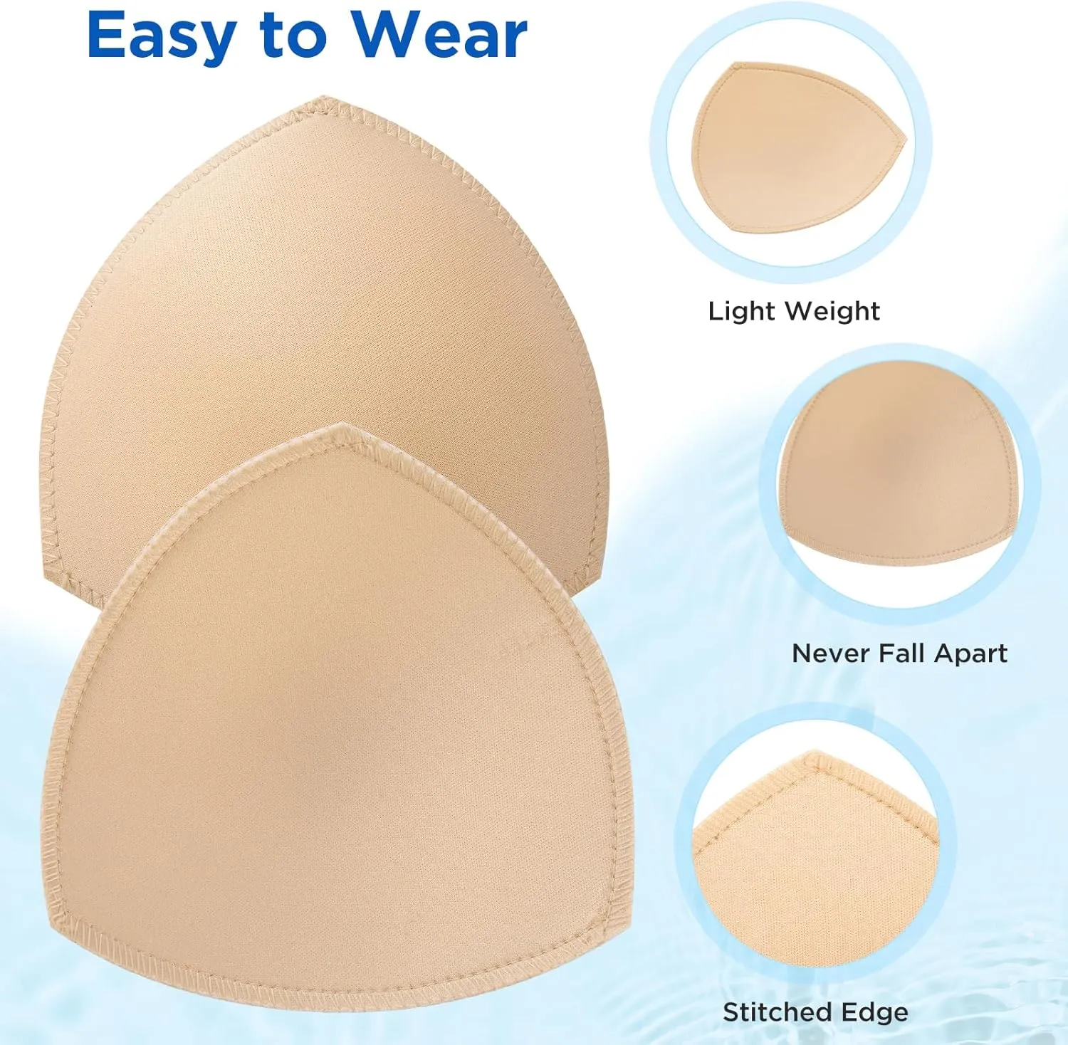 Waterproof Swimsuit Bra Inserts Pads 3 Pairs Removable Bathing Suit Insert Bikini Push up Inserts A/B or C/D,D/E Cup