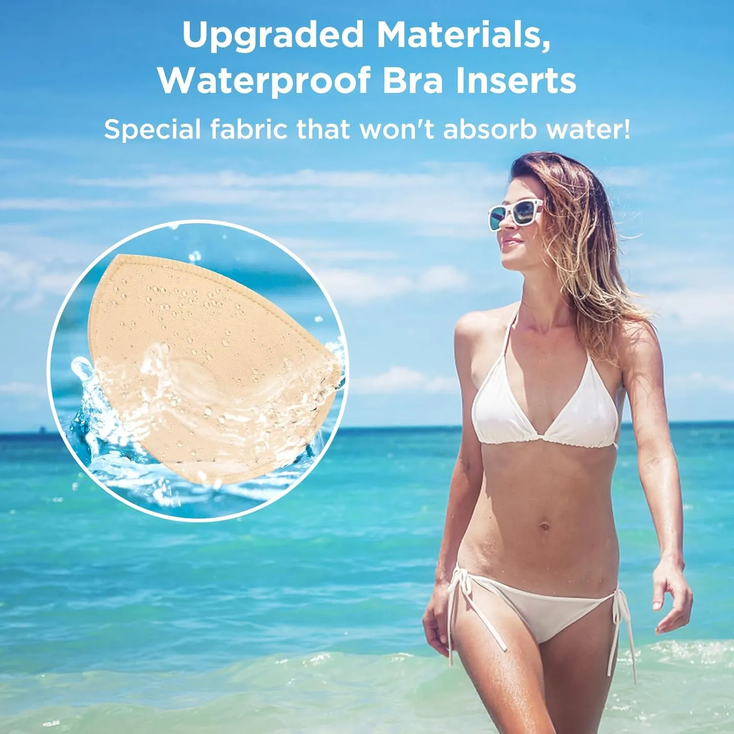 Waterproof Swimsuit Bra Inserts Pads 3 Pairs Removable Bathing Suit Insert Bikini Push up Inserts A/B or C/D,D/E Cup