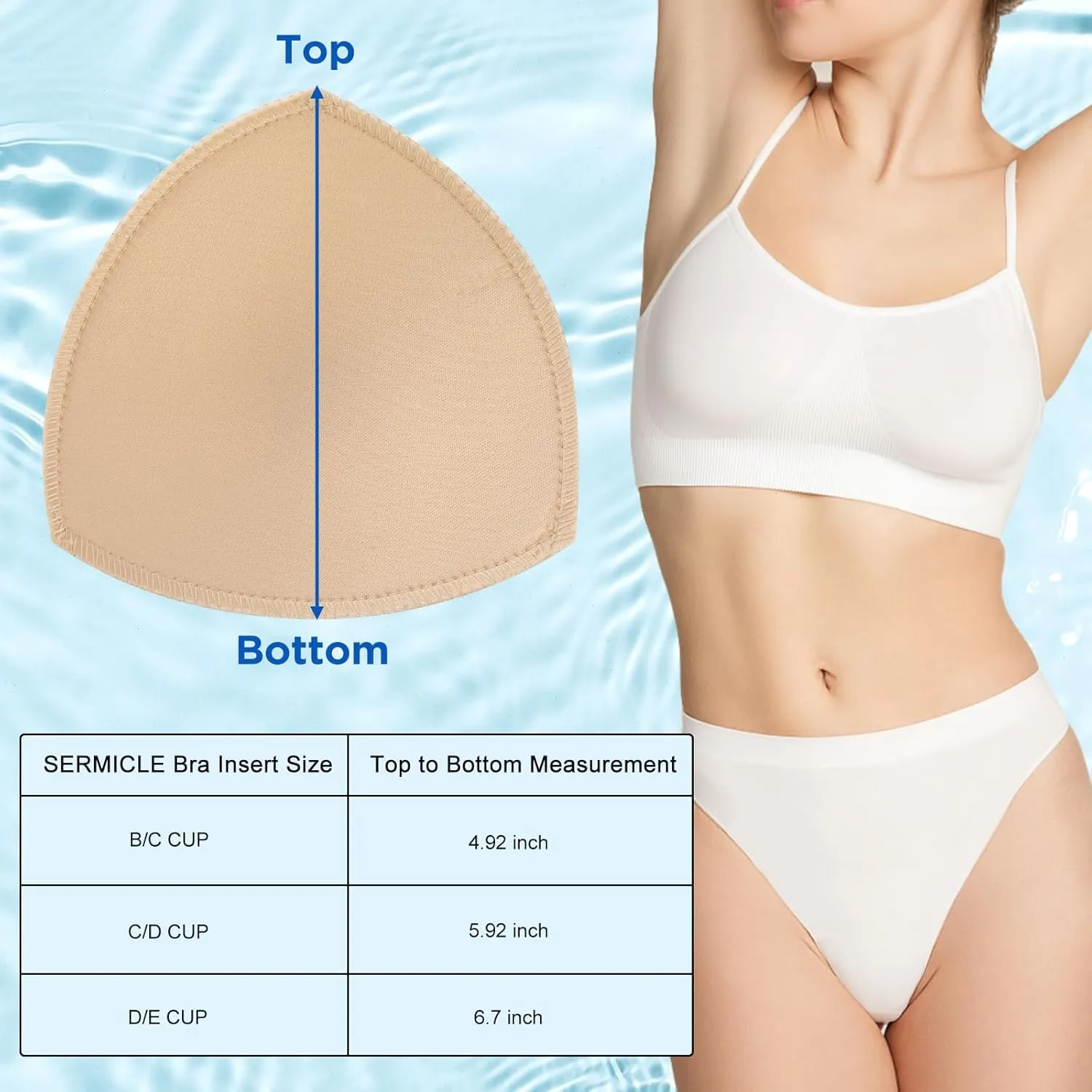 Waterproof Swimsuit Bra Inserts Pads 3 Pairs Removable Bathing Suit Insert Bikini Push up Inserts A/B or C/D,D/E Cup