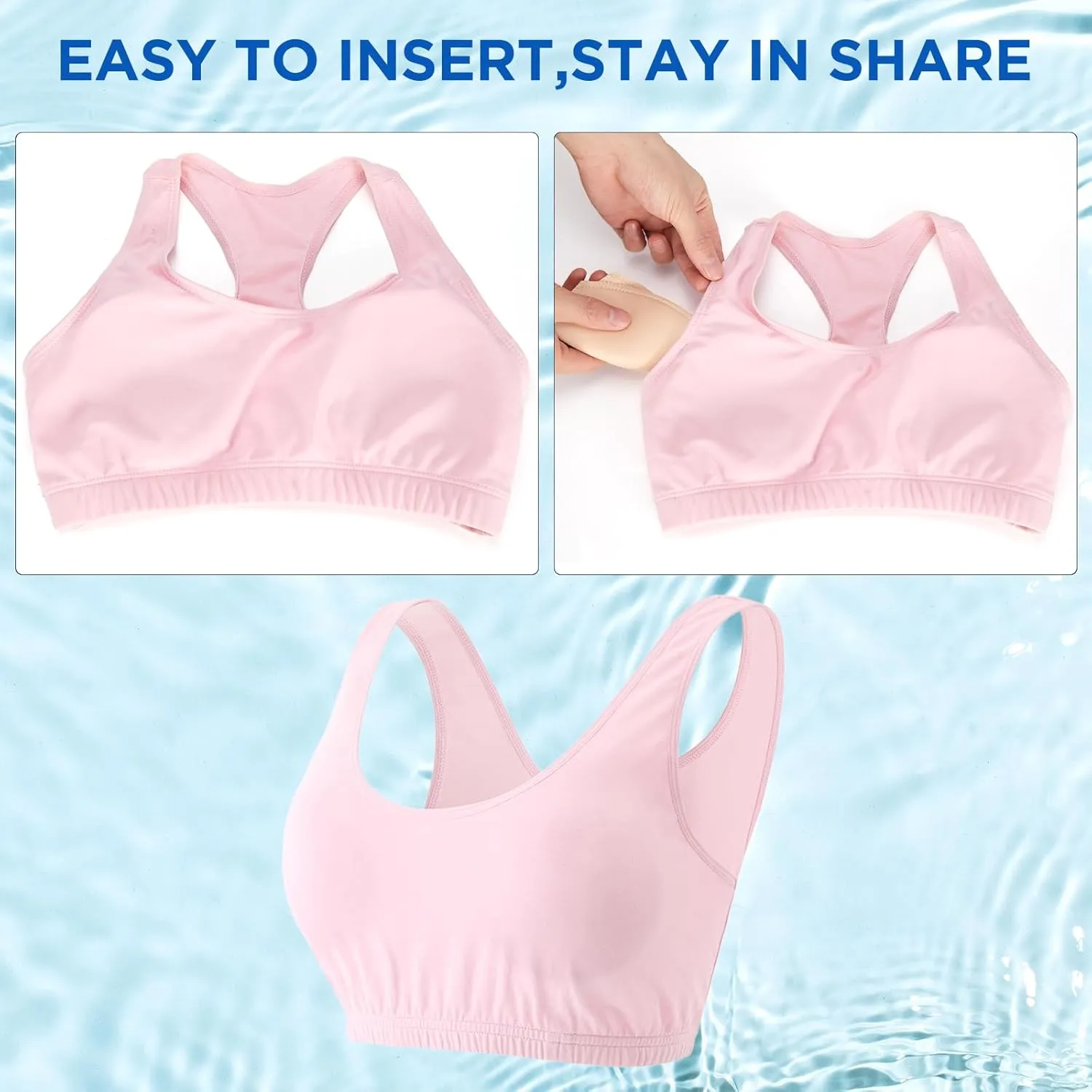 Waterproof Swimsuit Bra Inserts Pads 3 Pairs Removable Bathing Suit Insert Bikini Push up Inserts A/B or C/D,D/E Cup
