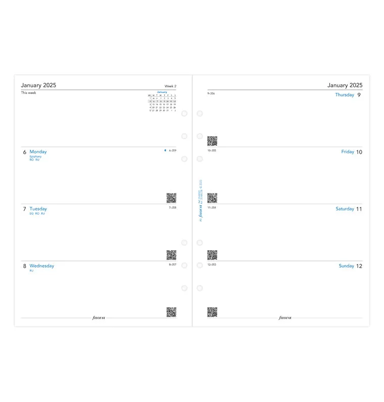 Week On Two Pages Diary - A5 2025 English - Recycled Paper