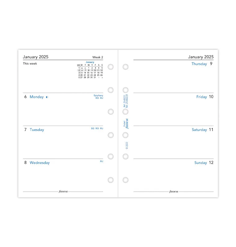 Week On Two Pages Diary - Pocket 2025 English - Recycled Paper