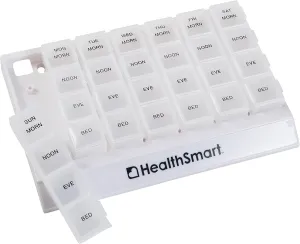 Weekly Pill Organizer 3 Times a Day, Medicine Organizer for Morning, Noon, Evening, and Night, Travel Pill Organizer, with Storage Tray, Clear (Pack of 1)