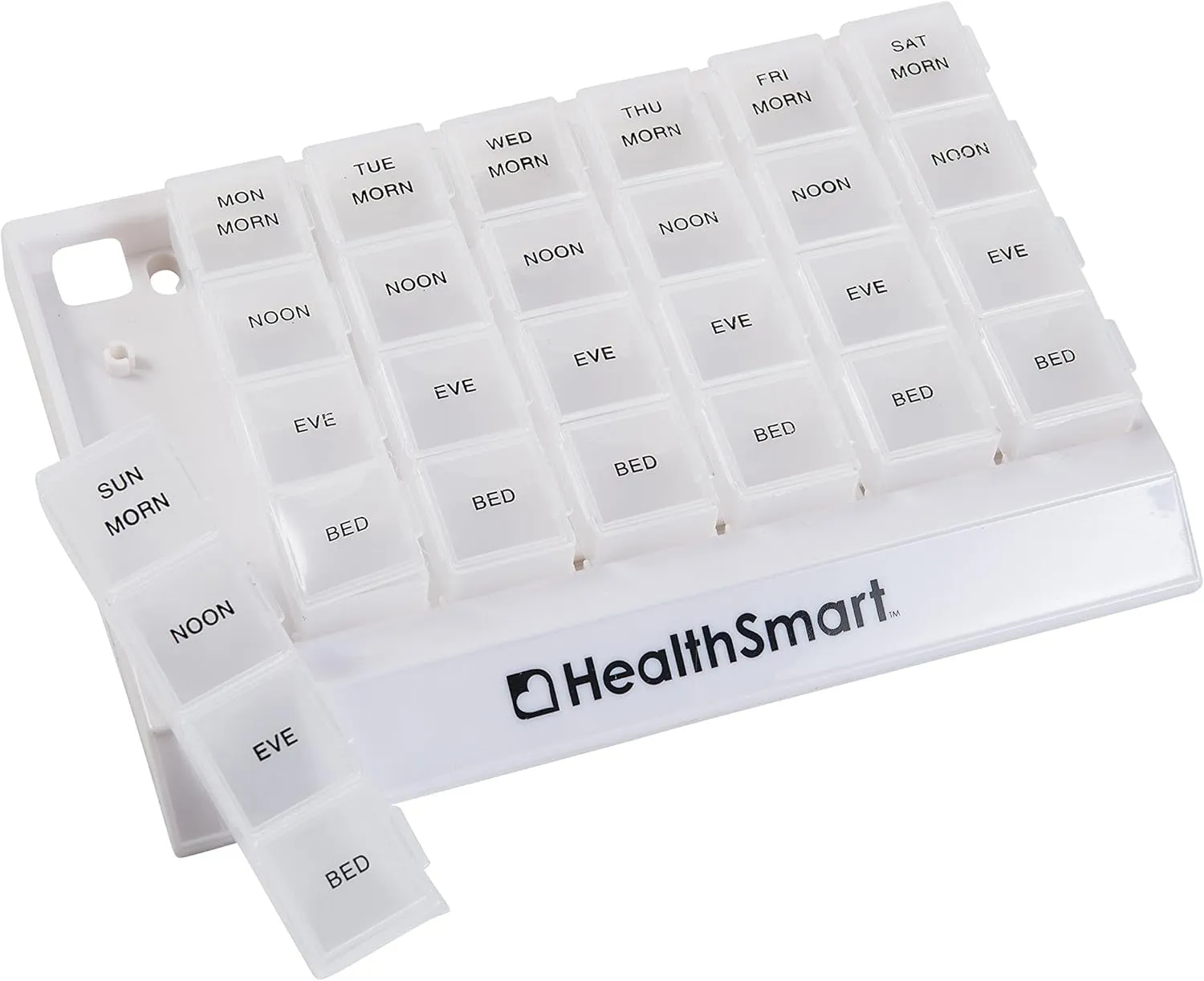Weekly Pill Organizer 3 Times a Day, Medicine Organizer for Morning, Noon, Evening, and Night, Travel Pill Organizer, with Storage Tray, Clear (Pack of 1)
