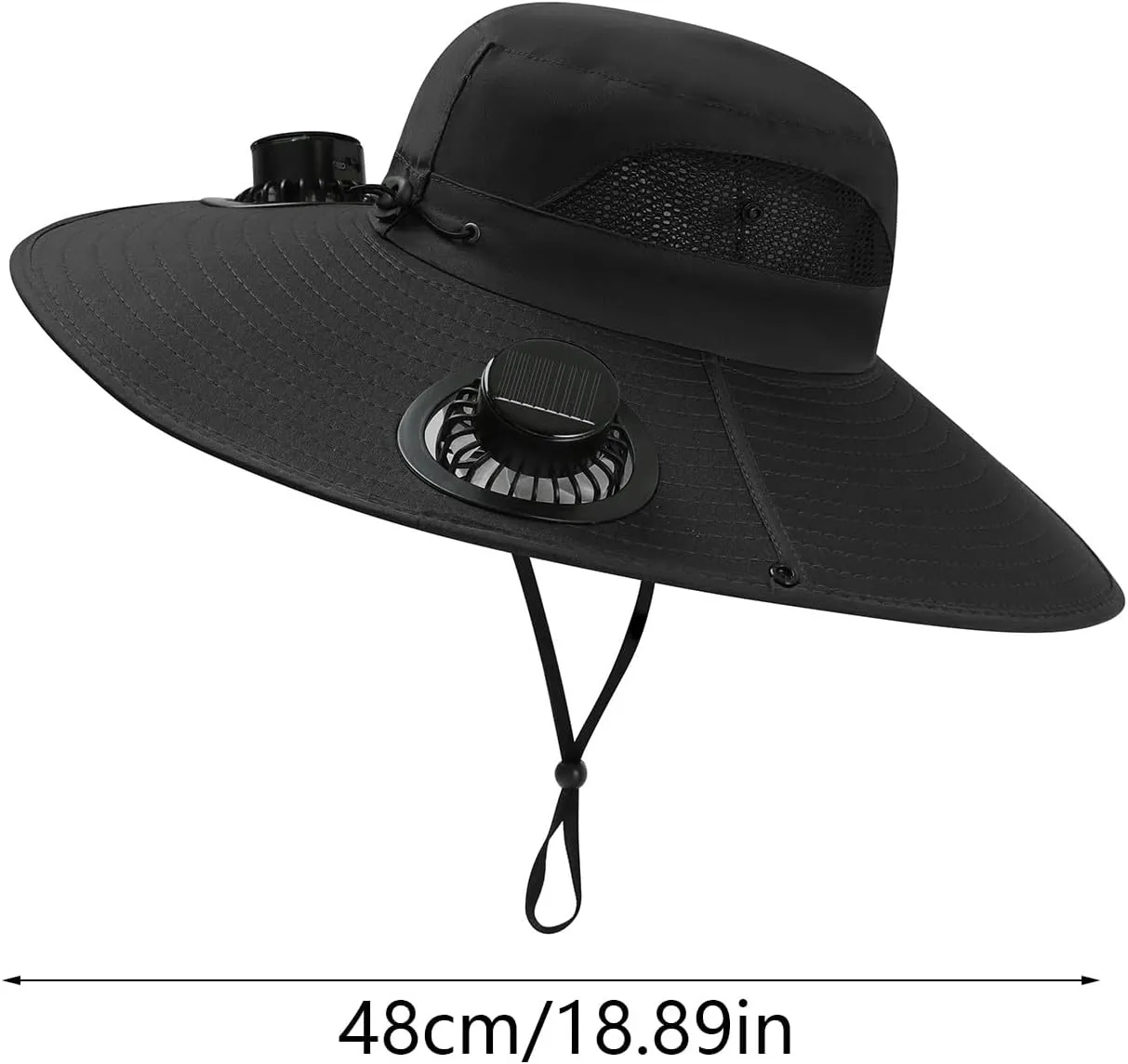 Wide Brim Solar Fan Hat,Removable 2 Fans with USB Charging Waterproof UPF 50  Bucket Hat Outdoor Fishing Hat Sun Hat