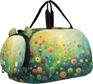 Wildflowers Kids Overnight Sports Duffel Bags with Shoe Compartment & Wet Pocket Travel Sport Gym Bag for Girls Boys